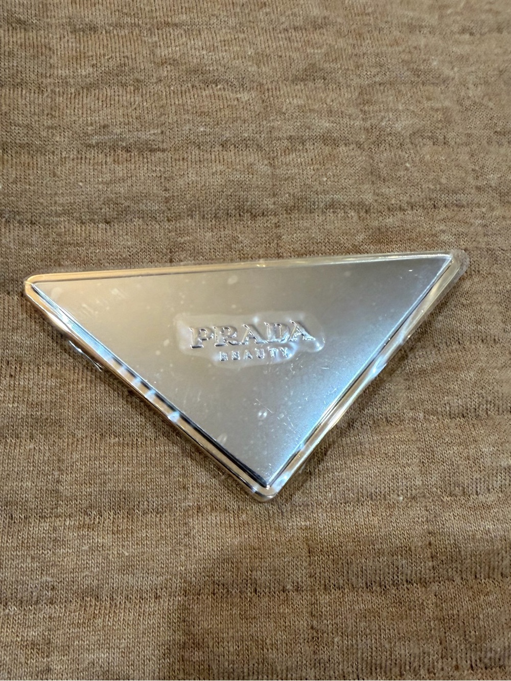 Chic Prada Silver Triangle Compact Mirror!
